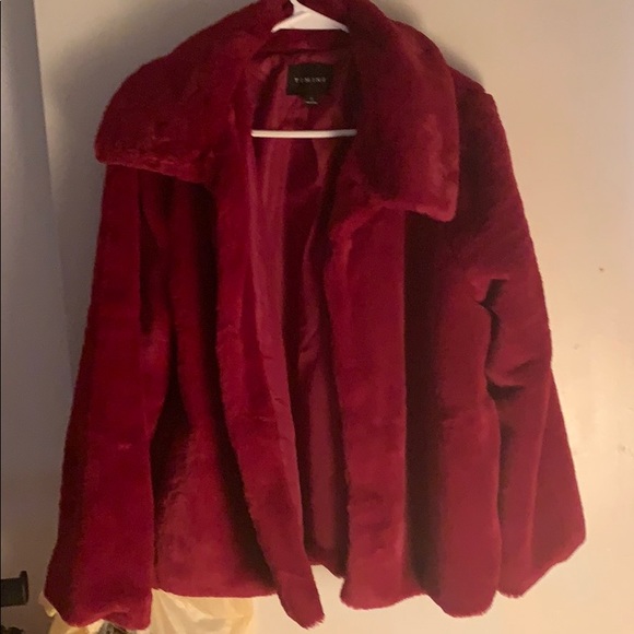 Timing Jackets & Blazers - burgundy fluffy jacket